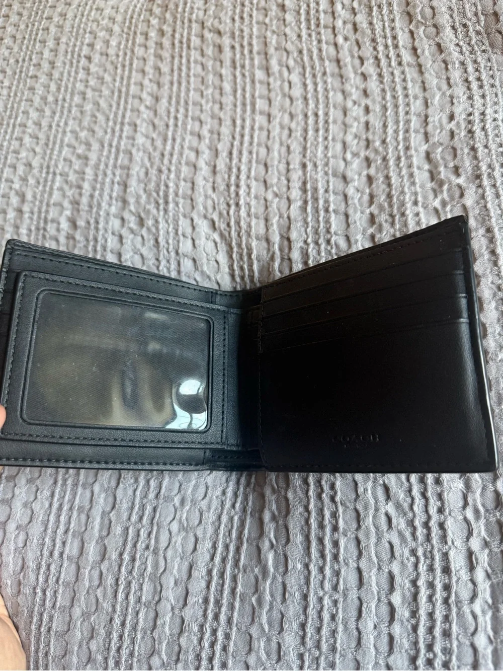 Coach Men's Bifold Wallet in Black, Navy and Cream Stripe